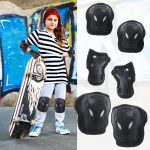 L-BRNO knee elbow wrist protectors roller bike scooter set black