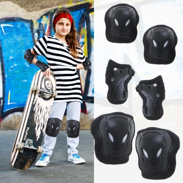 L-BRNO knee elbow wrist protectors roller bike scooter set black