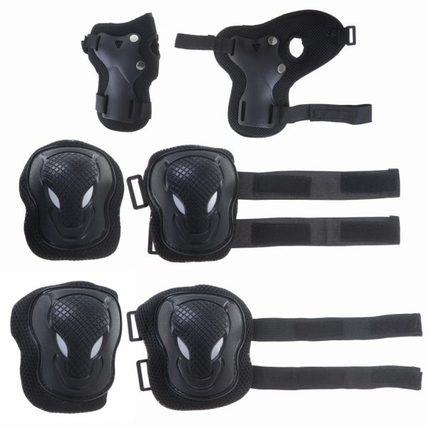L-BRNO knee elbow wrist protectors roller bike scooter set black