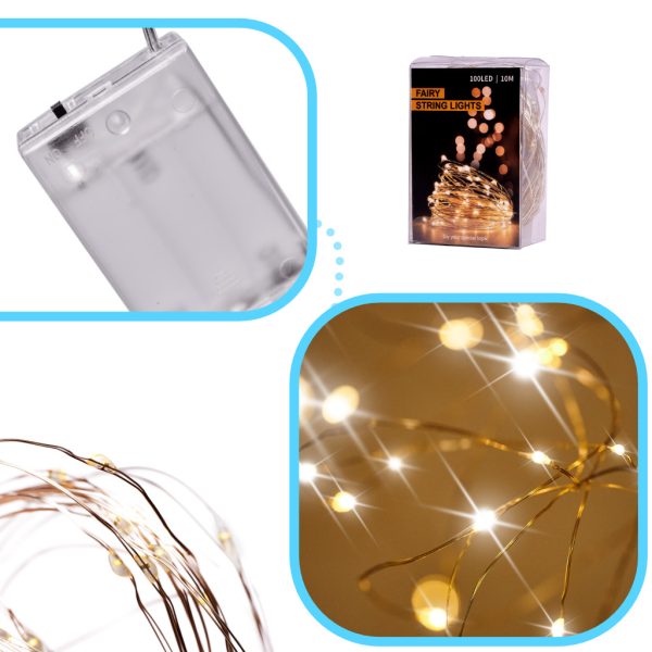 LED decorative wire lights 10m 100LED warm white