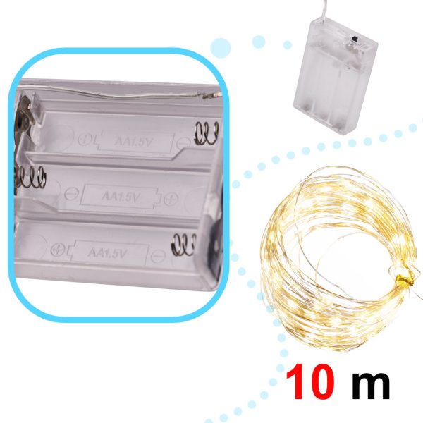 LED decorative wire lights 10m 100LED warm white