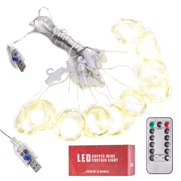 LED curtain lights 3x3m 300LED warm white