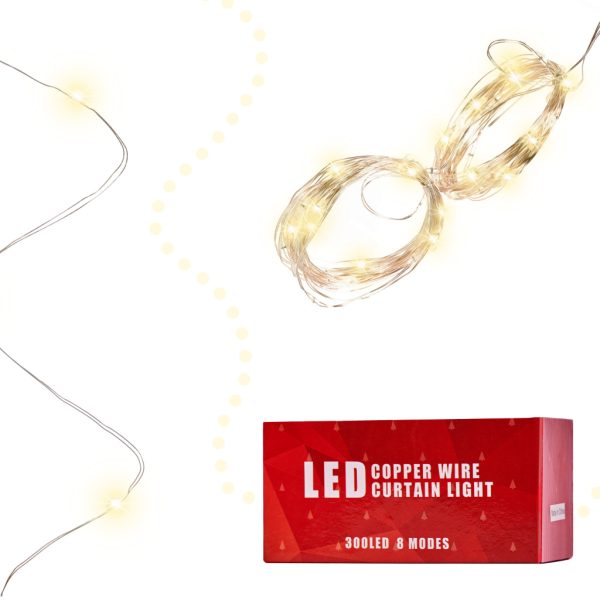 LED curtain lights 3x3m 300LED warm white
