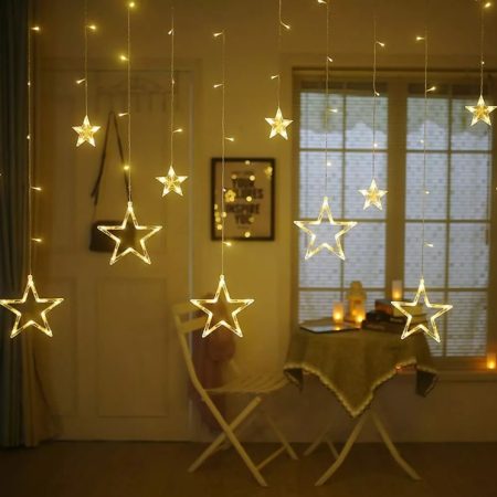 LED star curtain lights 2.5m 138LED warm white