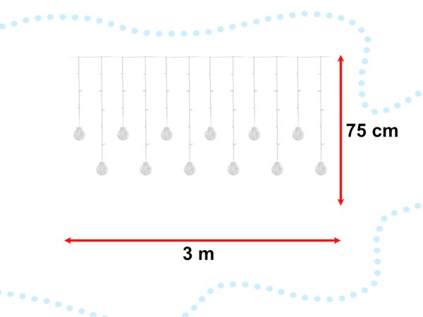 LED curtain lights hanging balls 3m 108LED multicolour