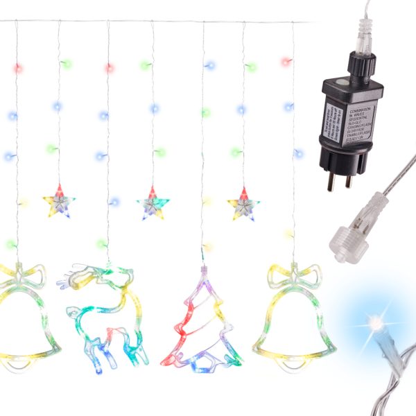 LED reindeer curtain lights 2.5m 138LED multicolour