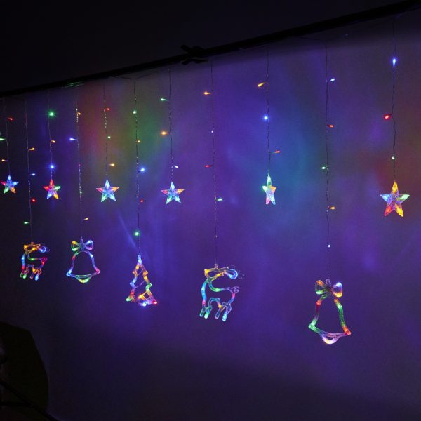 LED reindeer curtain lights 2.5m 138LED multicolour