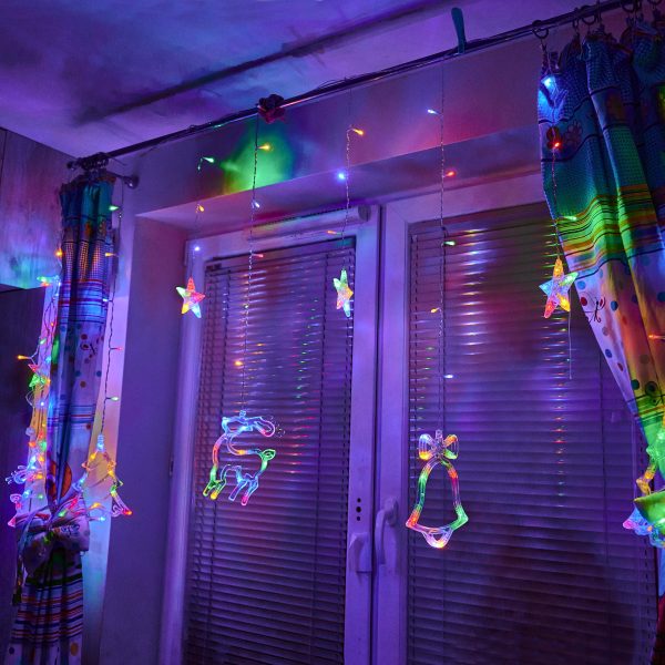 LED reindeer curtain lights 2.5m 138LED multicolour