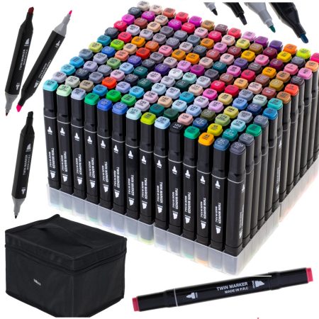 Double-sided alcohol markers in case 168 colors skinstars.lt