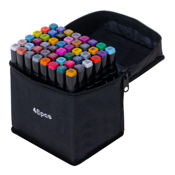 Double-sided markers in case 48 + stand