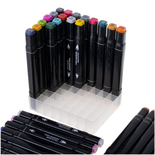 Double-sided markers in case 48 + stand