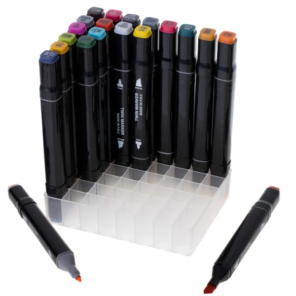 Double-sided markers in case 48 + stand