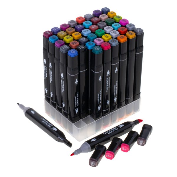 Double-sided markers in case 48 + stand