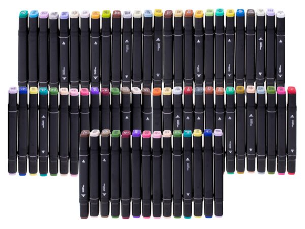 Double-sided alcohol markers in case 48 pieces
