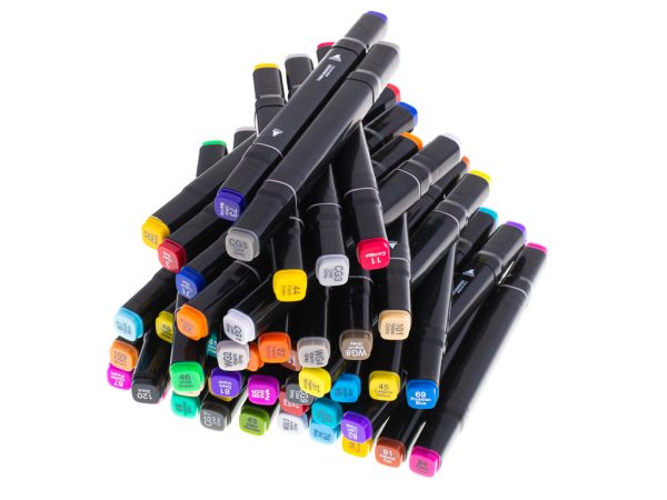 Double-sided alcohol markers in case 48 pieces