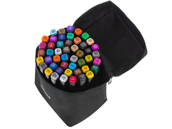 Double-sided alcohol markers in case 48 pieces