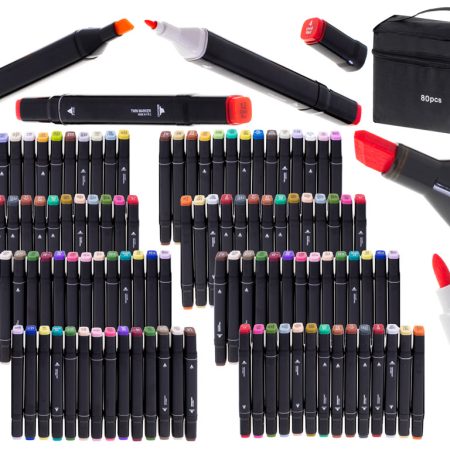 Double-sided alcohol markers in case 80 pieces