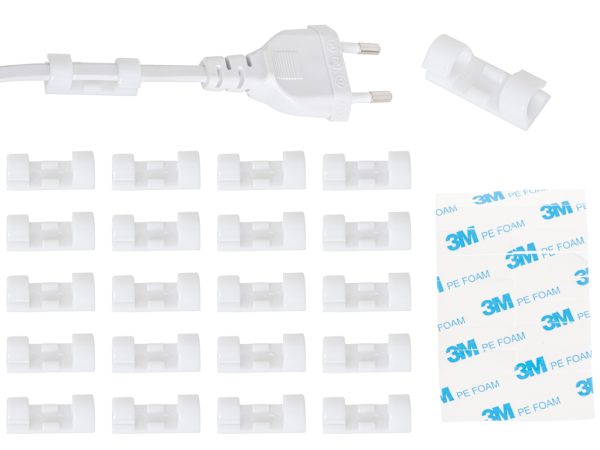 Cable holder organiser silicone white 20pcs