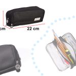 School pencil case triple sachet vanity case 3in1 black