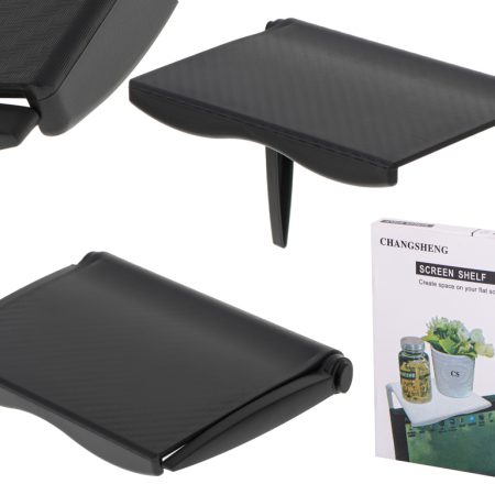 Laptop TV screen organiser shelf black