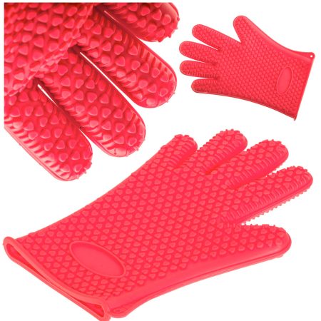 Thermal silicone kitchen glove red