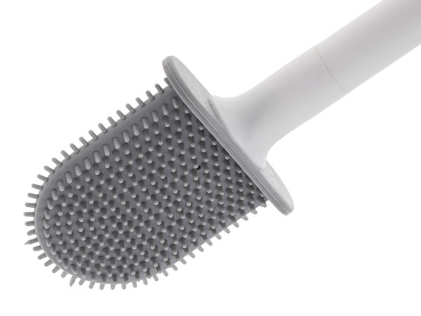 Silicone toilet brush with bowl white