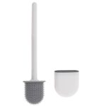 Silicone toilet brush with bowl white