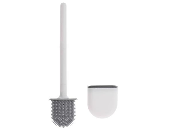 Silicone toilet brush with bowl white