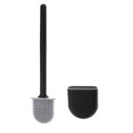 Silicone toilet brush with bowl black