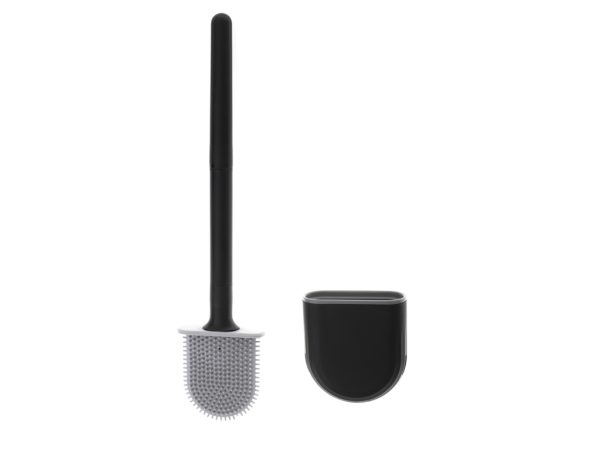 Silicone toilet brush with bowl black
