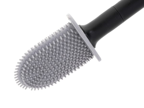 Silicone toilet brush with bowl black