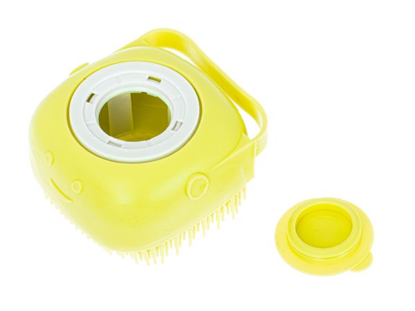 Silicone brush for washing dogs cats yellow