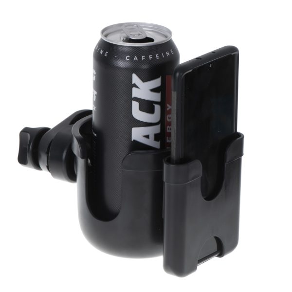 Bottle cup phone holder for bicycle pushchair