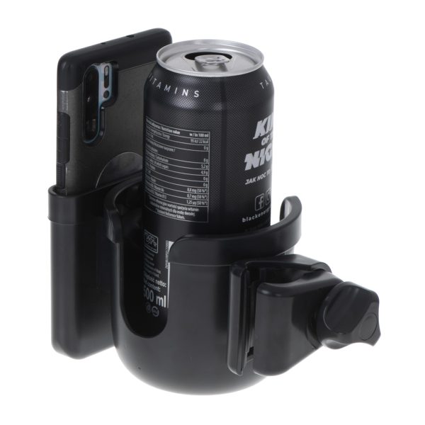 Bottle cup phone holder for bicycle pushchair