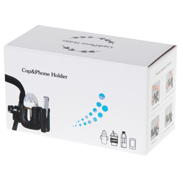 Bottle cup phone holder for bicycle pushchair