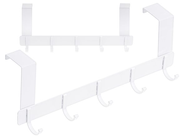 Clothes door hook 11cm 5 hooks white