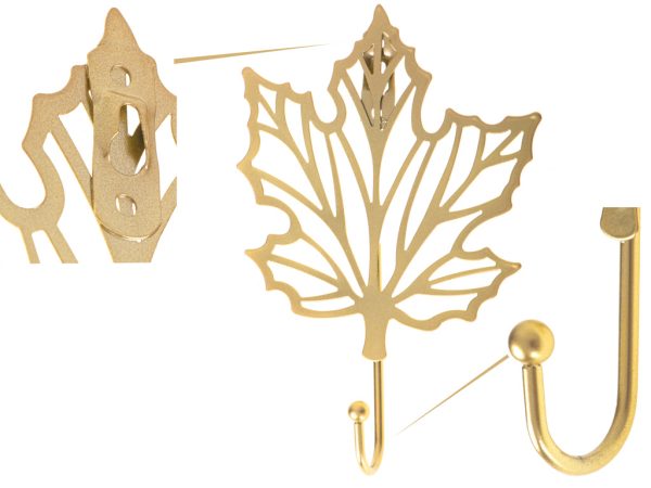 Hook metal handle gold leaf maple 17cm