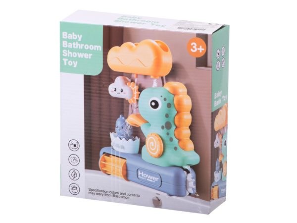 Bath toy shower with dinosaur reel