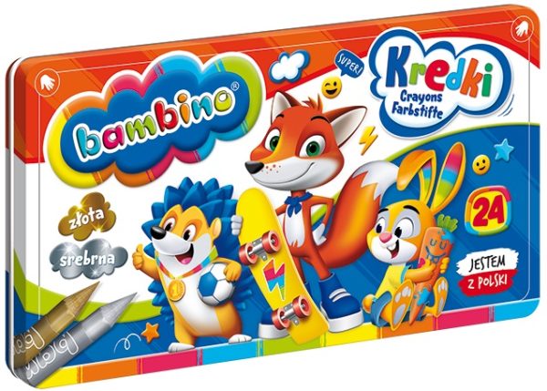BAMBINO Crayons in a metal box 24 colours