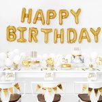Foil balloon birthday decoration Happy Birthday gold 340cm x 35cm