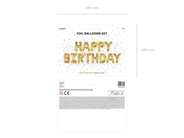 Foil balloon birthday decoration Happy Birthday gold 340cm x 35cm