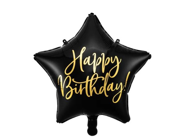 Folijos balionas Happy Birthday 40cm juodas