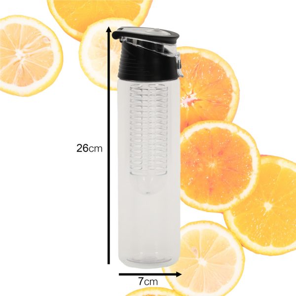 Water bottle with fruit insert 800ml black
