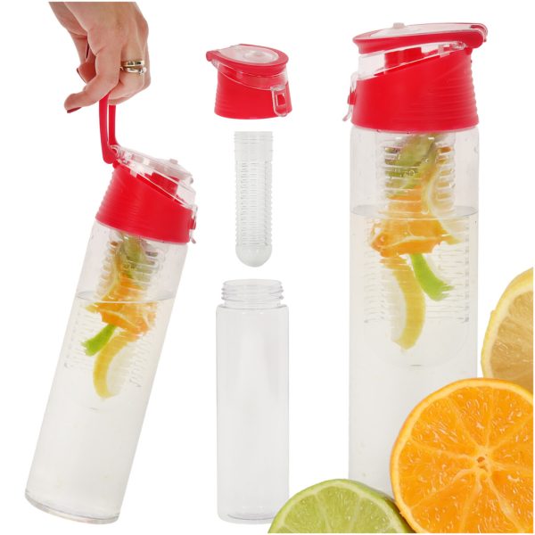 Water bottle with fruit insert 800ml red