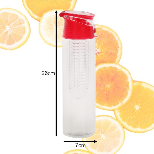 Water bottle with fruit insert 800ml red