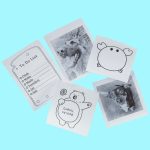Mini thermal label photo printer + USB cable cat blue