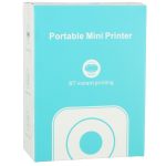 Mini thermal label photo printer + USB cable cat blue