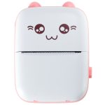 Mini thermal label photo printer + USB cable cat pink