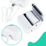 Mini thermal label photo printer + USB cable square blue