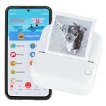 Mini thermal label photo printer + USB cable square blue